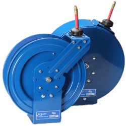 Buy retractable hose reels in in open or enclosed configurations to safely store your shop hoses.